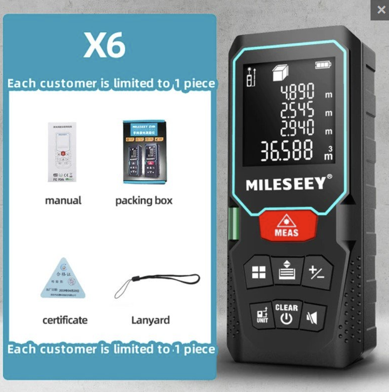 Лазерный дальномер Mileseey X6 40м 2490₽