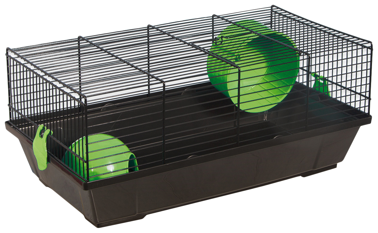 Клетка для грызунов Small Animals Виктор, черная с зелеными аксессуарами 50,5х28х21 см