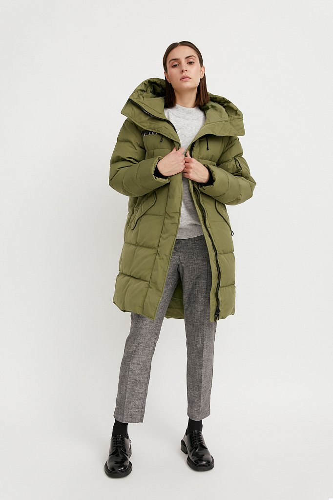 

Пуховик женский Finn Flare W20-51005 зеленый 50, W20-51005