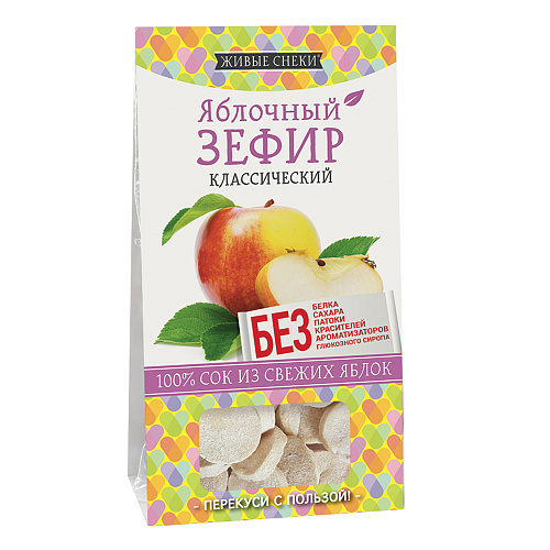 

Зефир Яблочный Живые Снеки Классический 60 Г