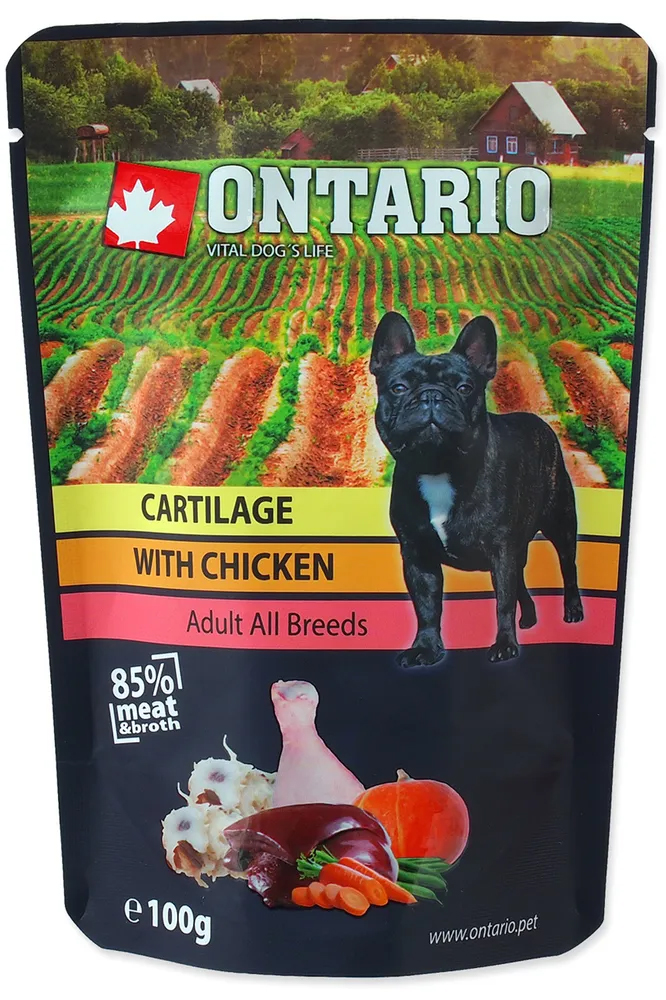 Влажный корм для собак и щенков Ontario хрящи и курица, 10шт по 100г