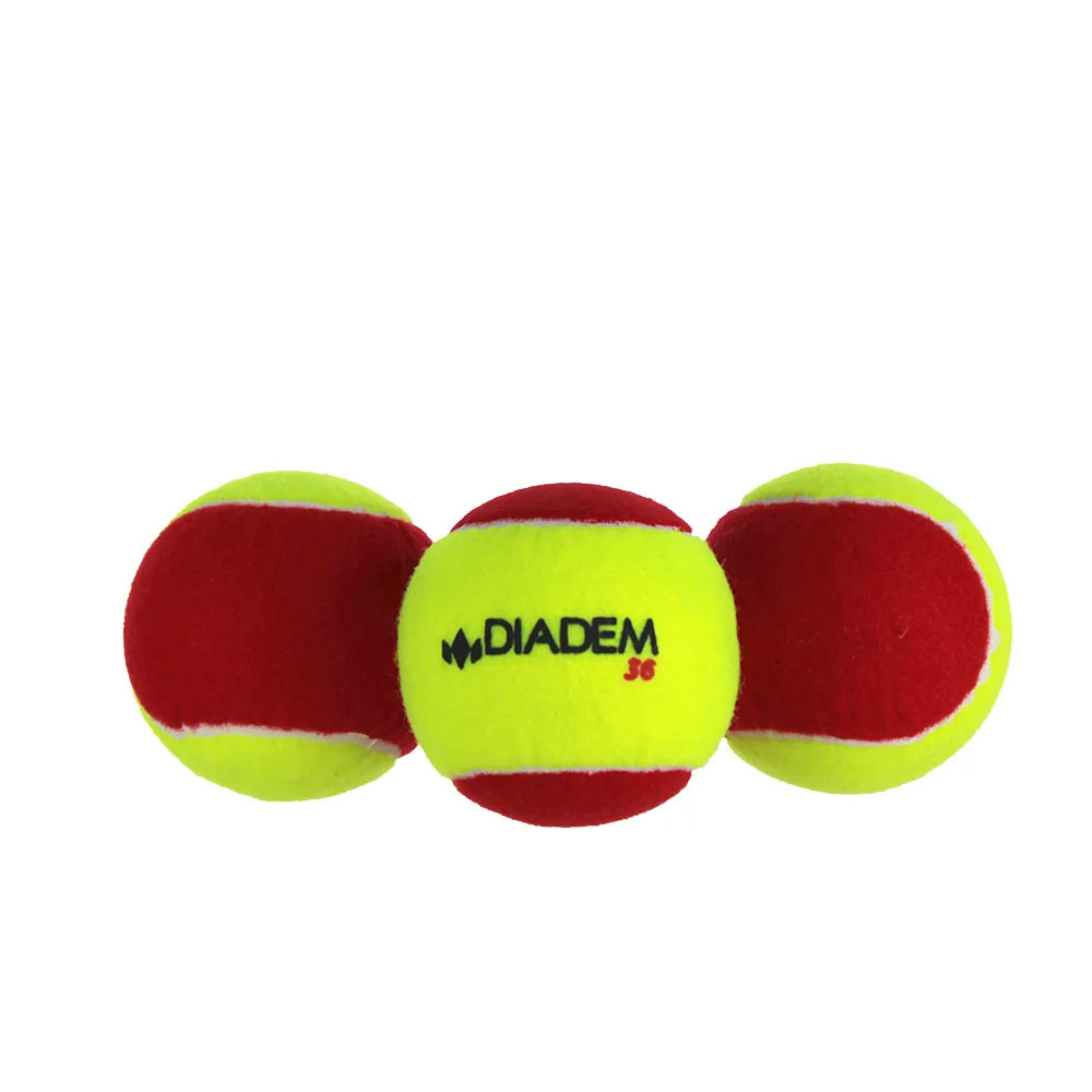 Мяч теннисный детский DIADEM Stage 3 Red Ball,  BALL-CASE-RED, 3 шт, желто-красный