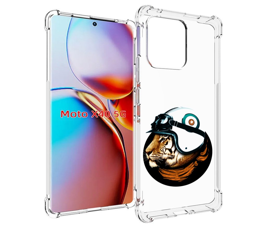 

Чехол MyPads Тигр в шлеме для Motorola Moto X40, Прозрачный, Tocco