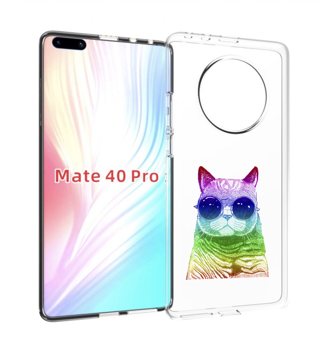 

Чехол MyPads Кот в очках для Huawei Mate 40 Pro (NOH-NX9), Прозрачный, Tocco