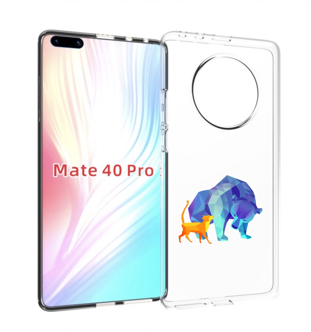 

Чехол MyPads Кот-и-медведь для Huawei Mate 40 Pro (NOH-NX9), Прозрачный, Tocco