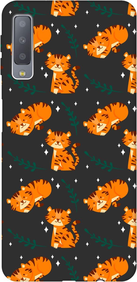 

Матовый чехол на Samsung Galaxy A7 (2018) с принтом "Tigers" черный, Черный;белый, 8421