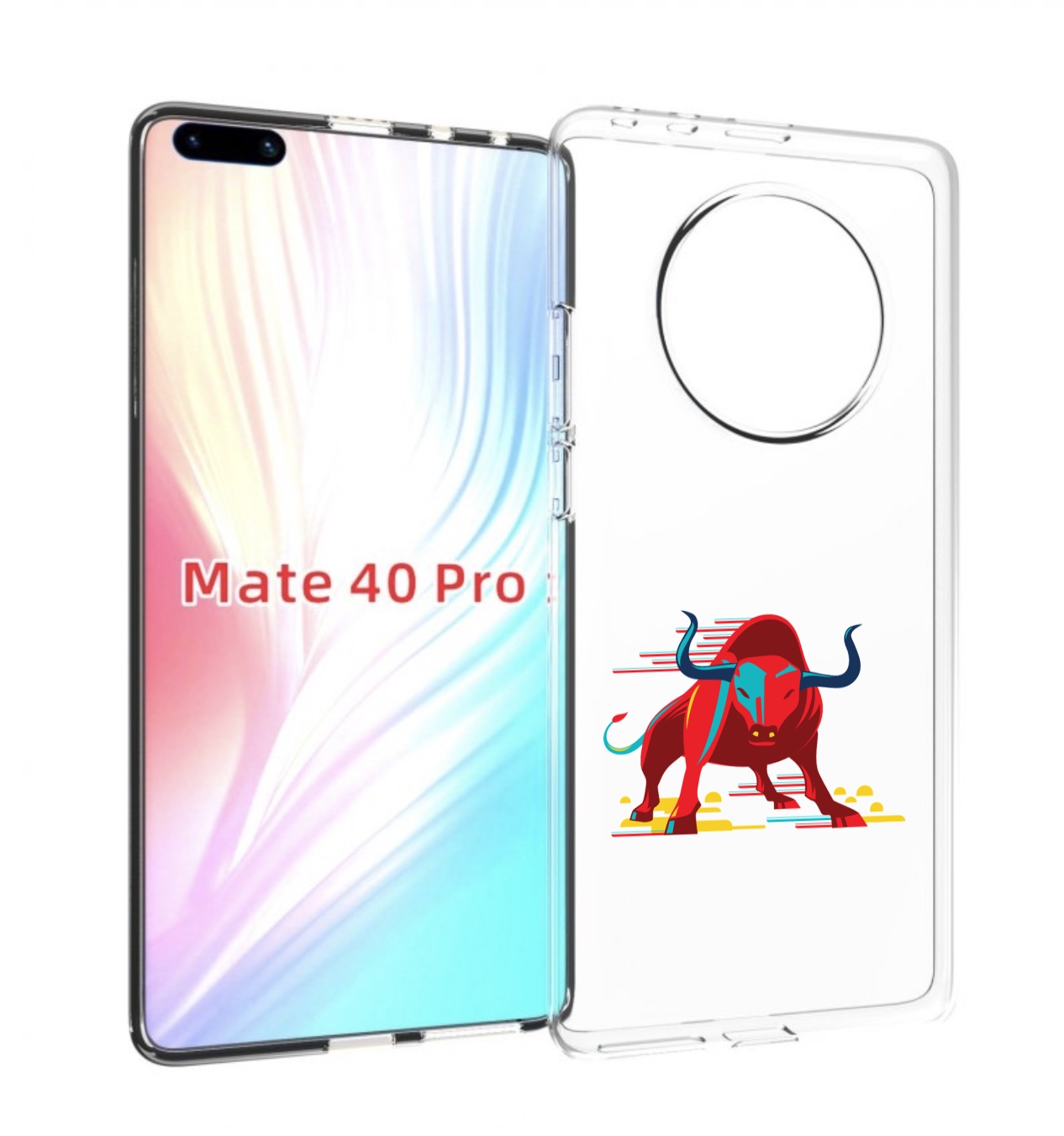 

Чехол MyPads Красный-бык для Huawei Mate 40 Pro (NOH-NX9), Прозрачный, Tocco