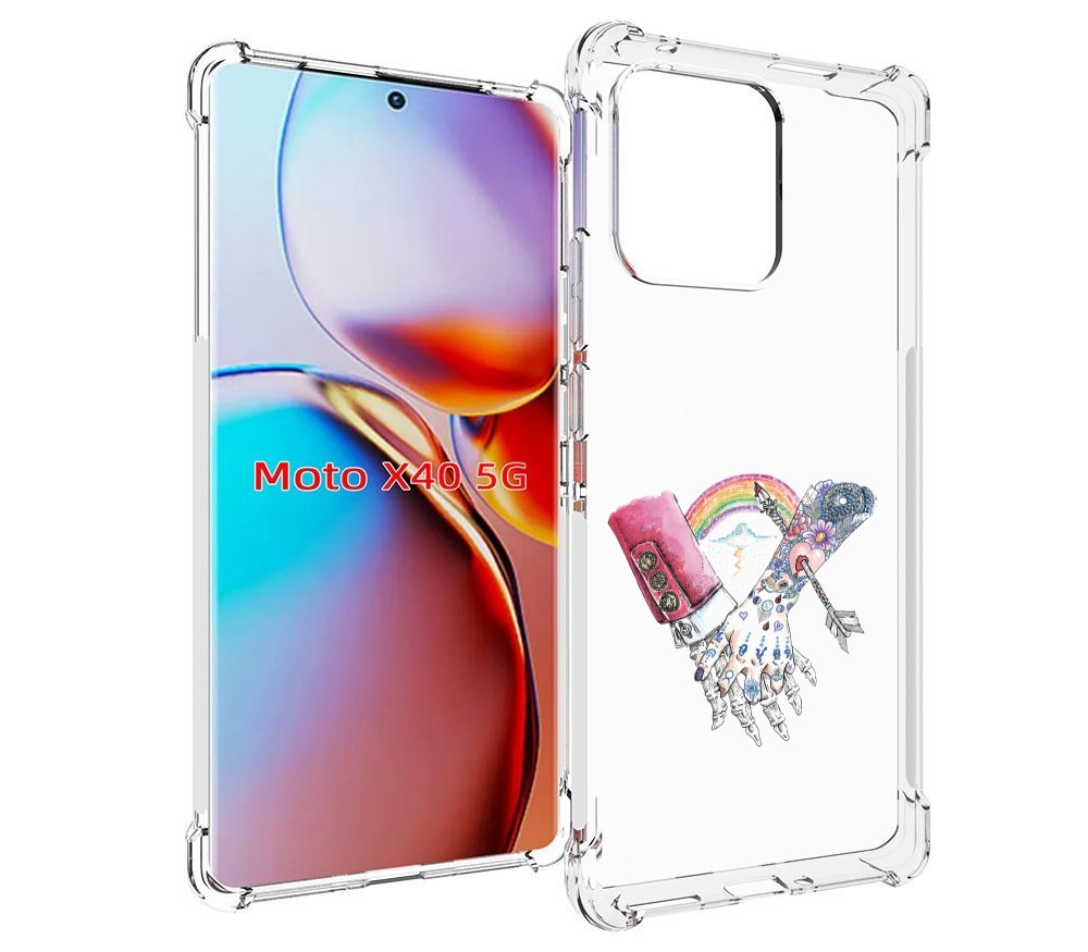 

Чехол MyPads абстракция руки в татуировках для Motorola Moto X40, Прозрачный, Tocco