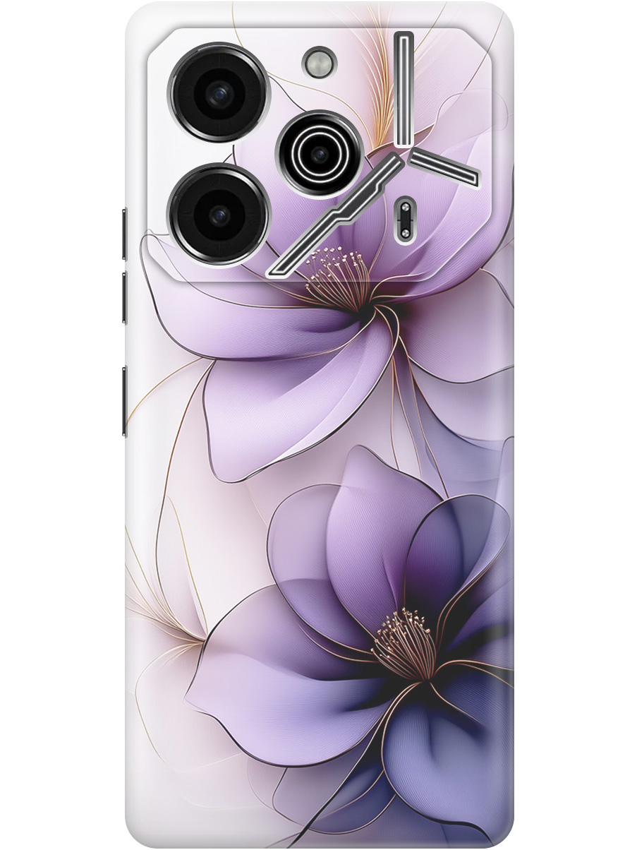 

Силиконовый чехол на Tecno Pova 6 Pro с принтом "Сиреневые цветы", Прозрачный;белый;серый;фиолетовый, 781971021