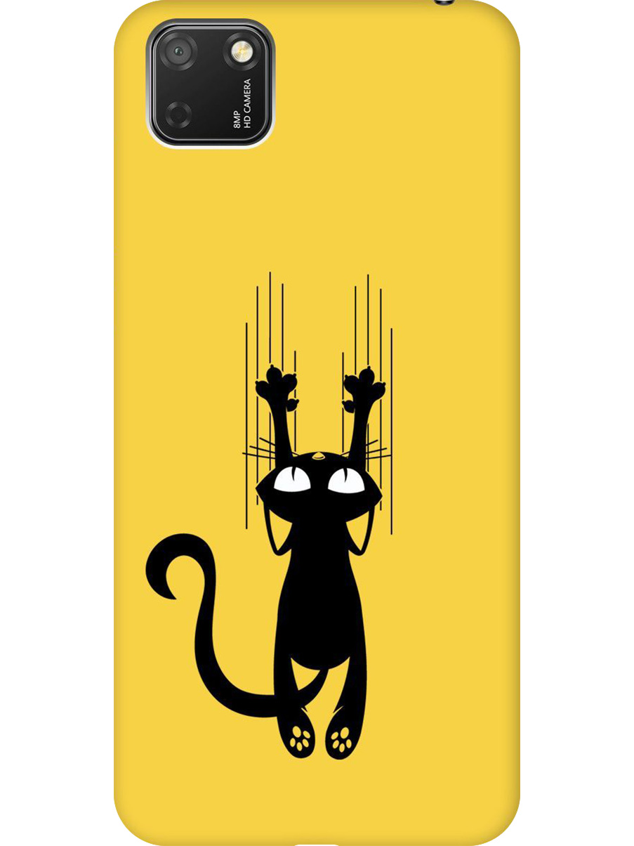 

Силиконовый чехол на Honor 9S, Huawei Y5P с принтом "Кошечка царапка" матовый желтый, Желтый;прозрачный;черный, 723100971