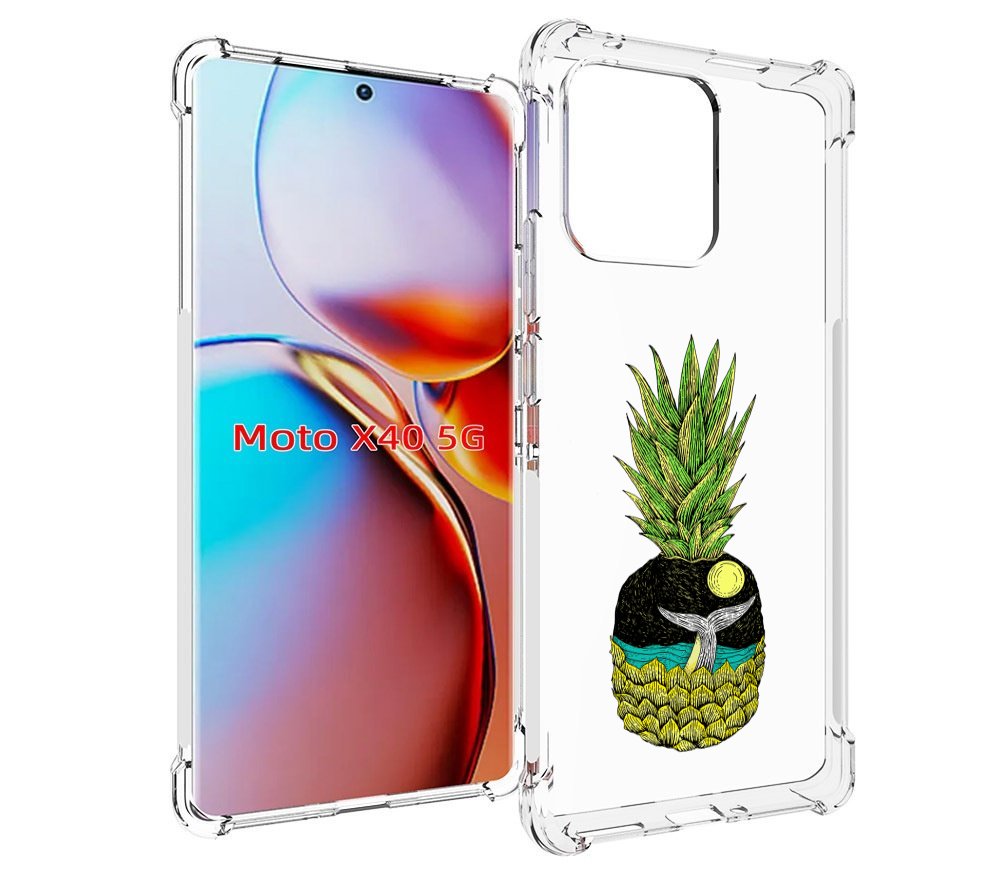 

Чехол MyPads ананас с китом для Motorola Moto X40, Прозрачный, Tocco