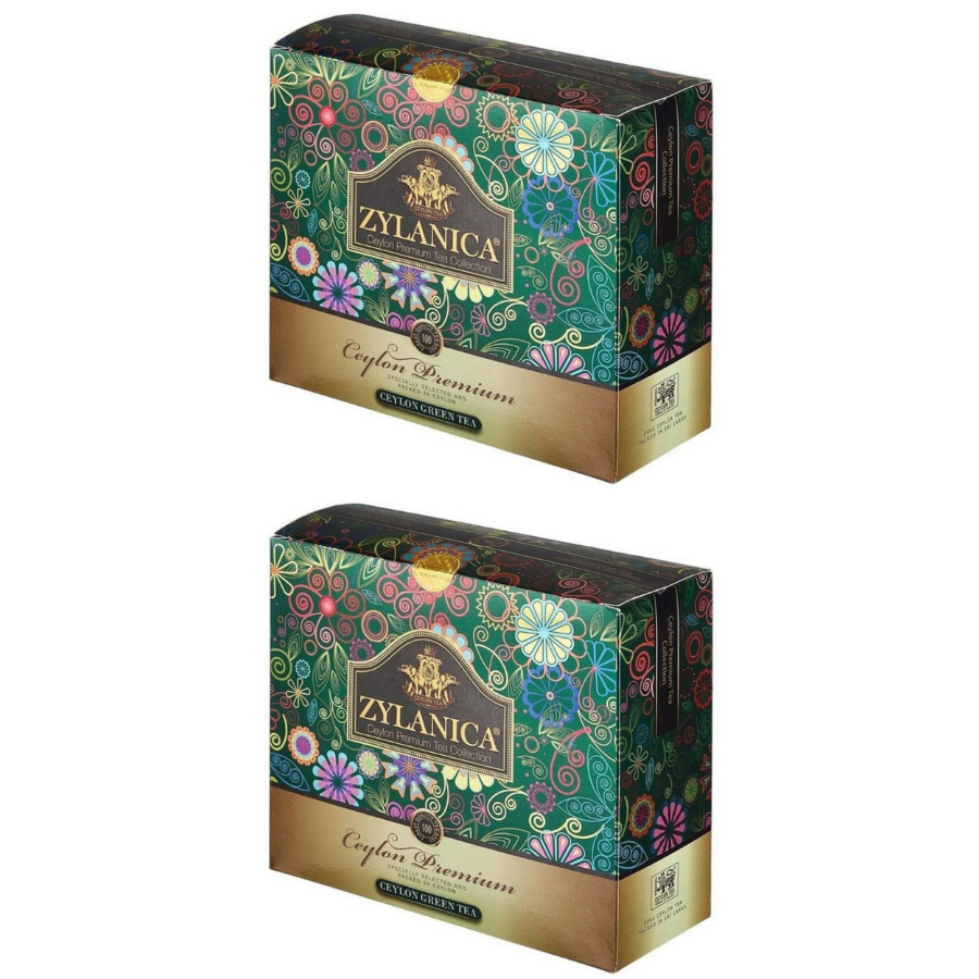 Чай зеленый Zylanica Ceylon Premium Collection 100 пакетиков, 2 шт