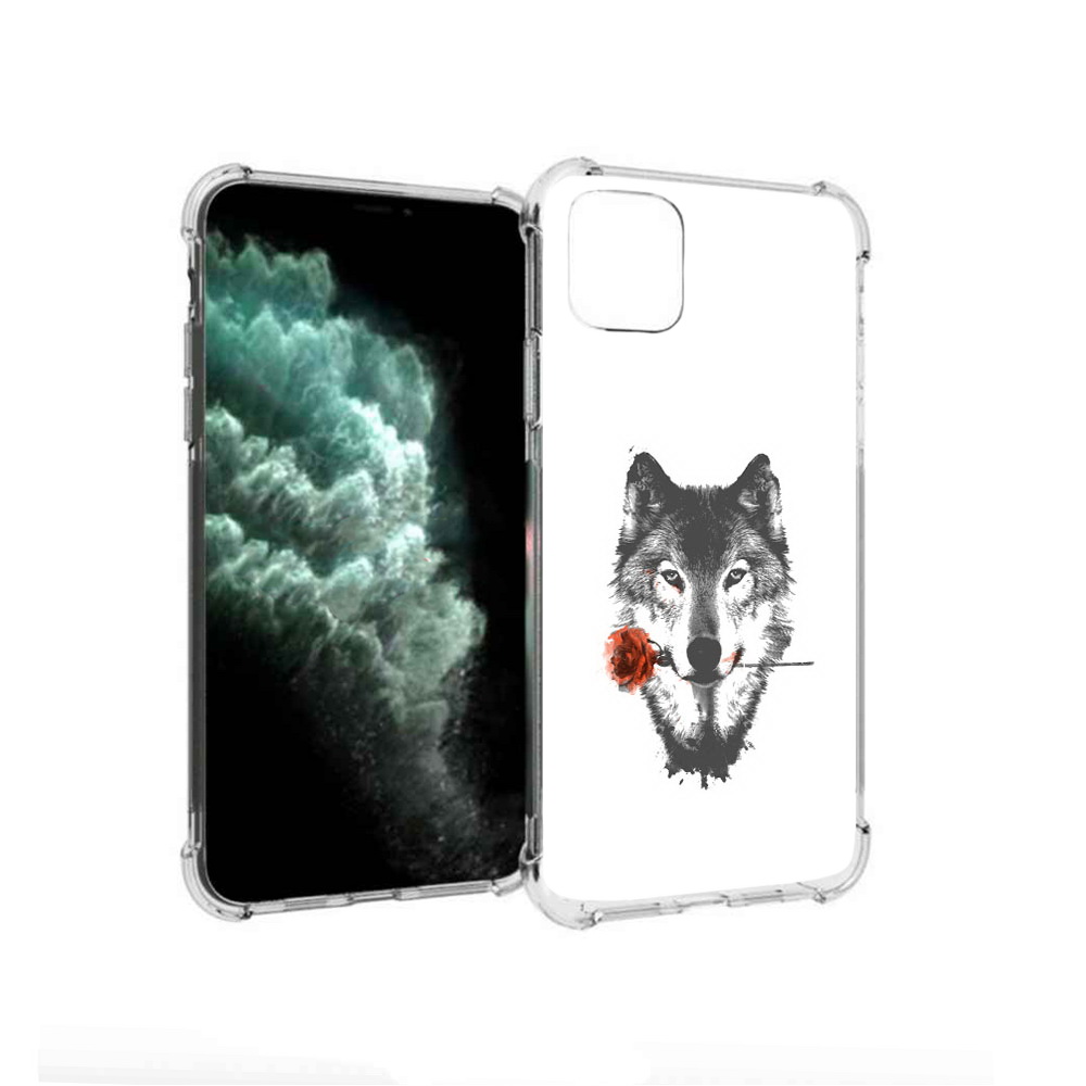 

Чехол MyPads Tocco для Apple iPhone 11 Pro Max волк с розой (PT142698.615.270), Прозрачный, Tocco