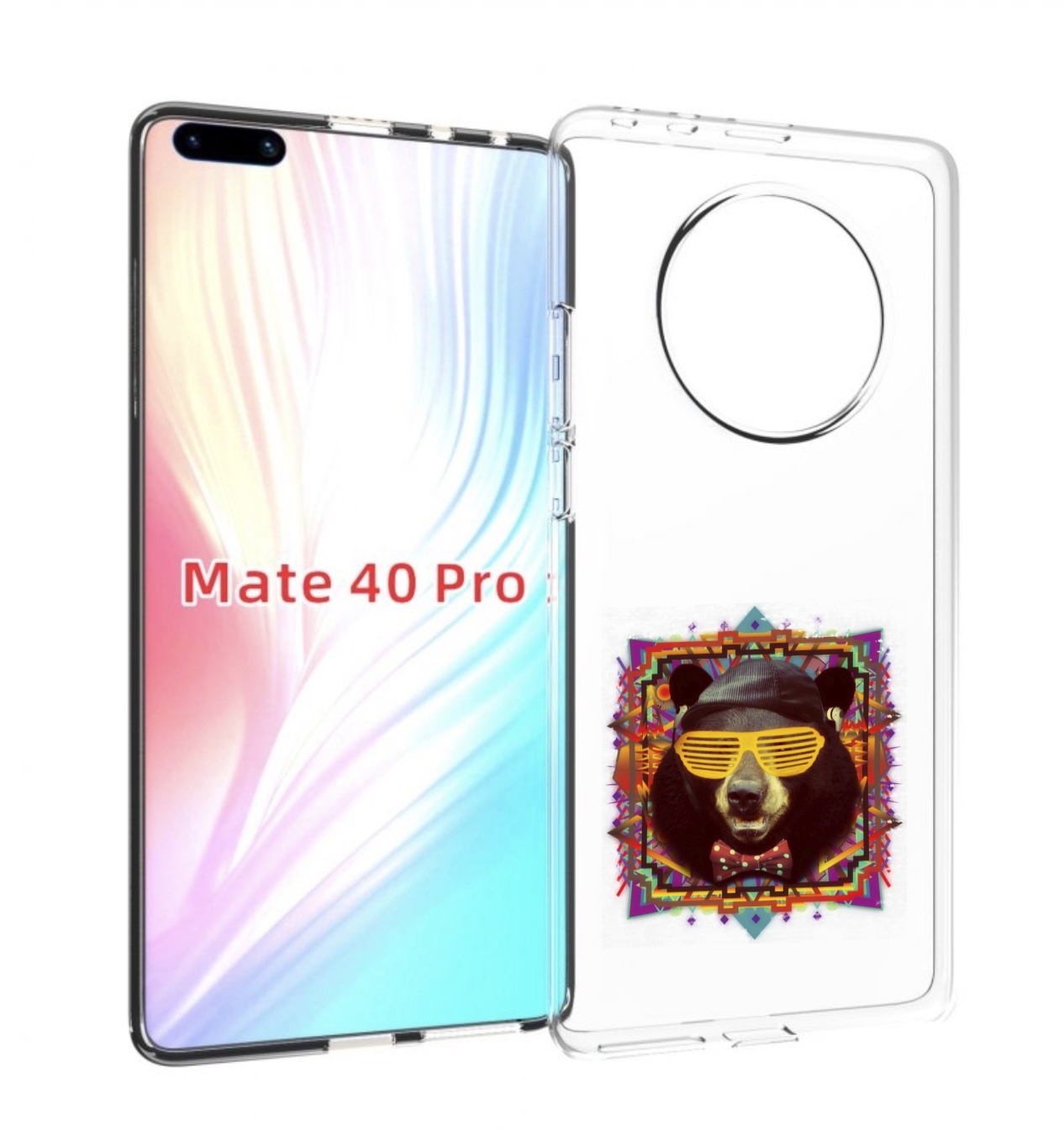 

Чехол MyPads Медведь в очках для Huawei Mate 40 Pro (NOH-NX9), Прозрачный, Tocco
