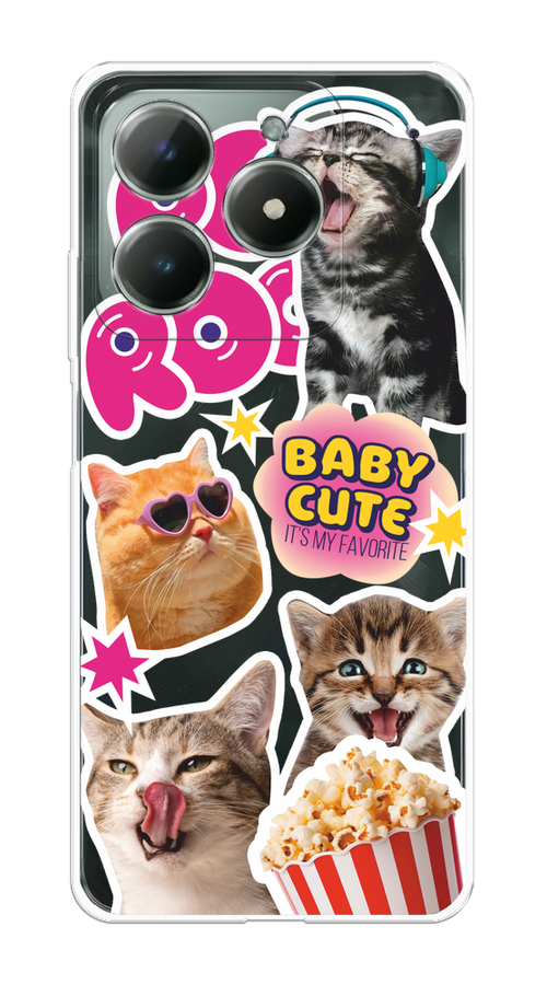 

Чехол на Realme C61 4G (Global) "Popcorn cats", Серый;коричневый;розовый, 2518050-1