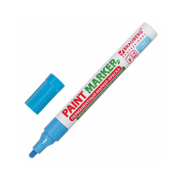 

Маркер лаковый paint marker 4мм ГОЛУБОЙ БЕЗ КСИЛОЛА BRAUBERG PROFESSIONAL 151435