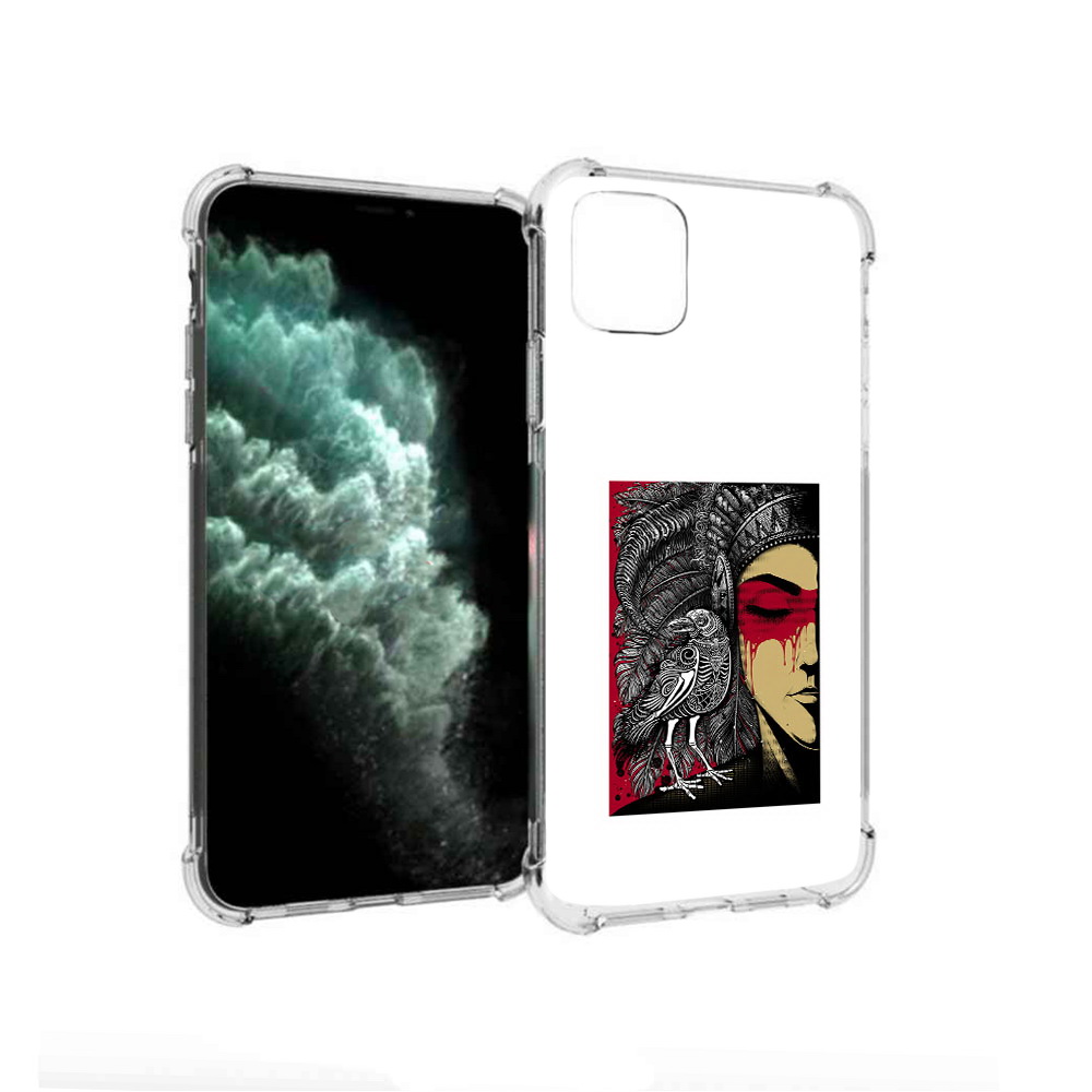 

Чехол MyPads Tocco для Apple iPhone 11 Pro Max девушка с вороном в абстракции, Прозрачный, Tocco