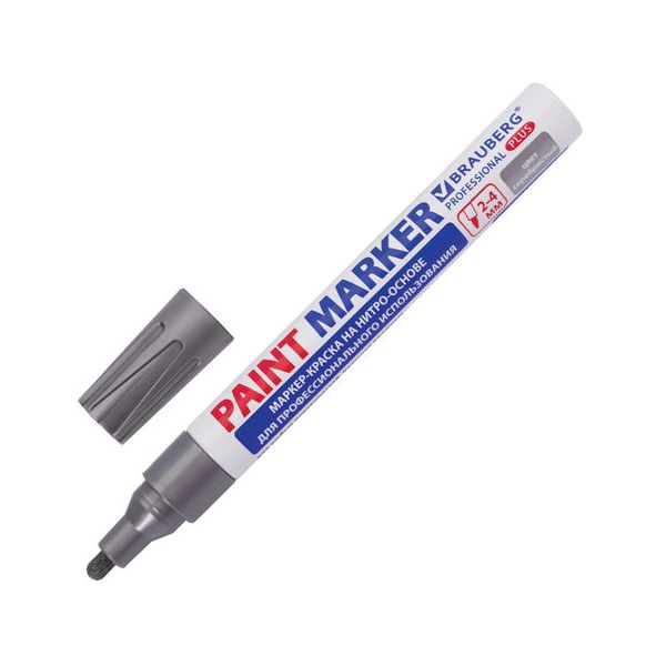 

Маркер лаковый paint marker 4мм СЕРЕБРЯНЫЙ НИТРО-ОСНОВА BRAUBERG PROFESSIONAL PLUS 151448, Серебристый