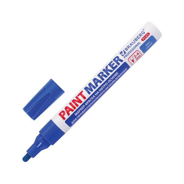 Маркер лаковый paint marker 4мм СИНИЙ НИТРО-ОСНОВА BRAUBERG PROFESSIONAL PLUS 151447