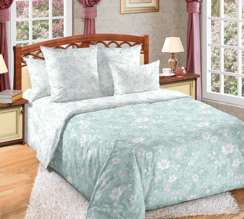 фото Комплект постельного белья лана 4 2-спальный сатин зеленый текс-дизайн