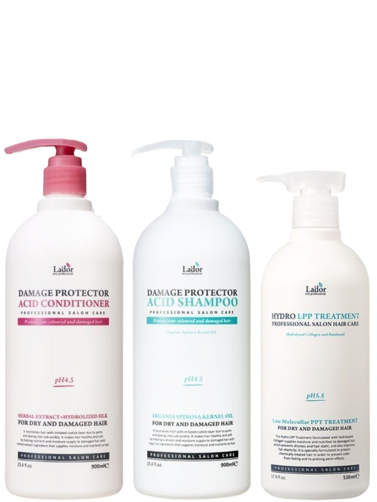 Набор Lador Damage Protector Acid Shampoo and Conditioner LPP Treatment Mask Set 5335₽