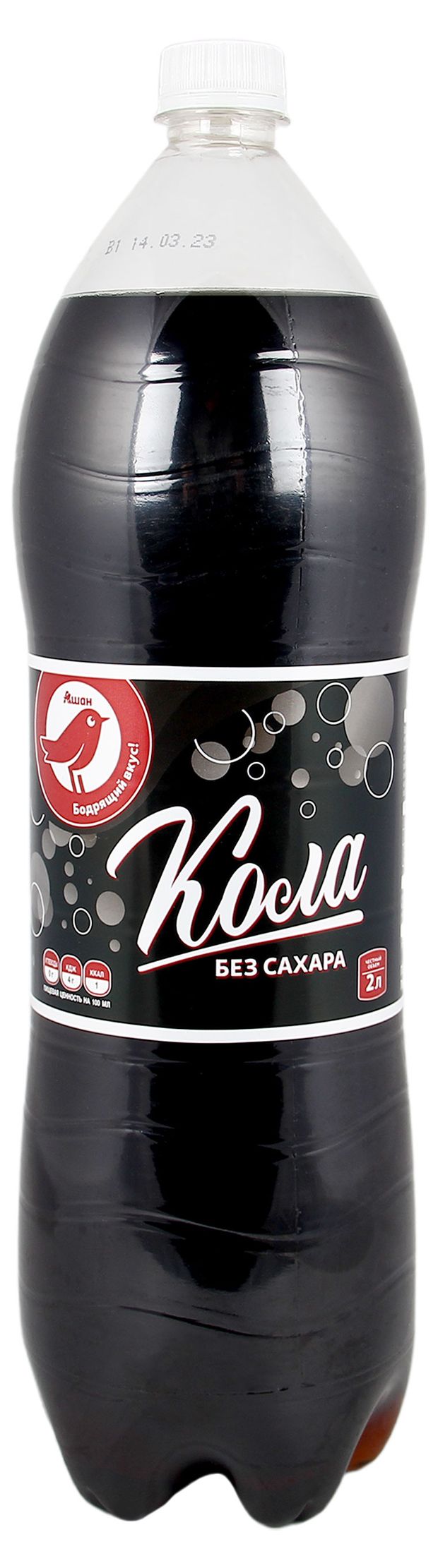 Газированный напиток АШАН Красная птица Кола без сахара 2 л
