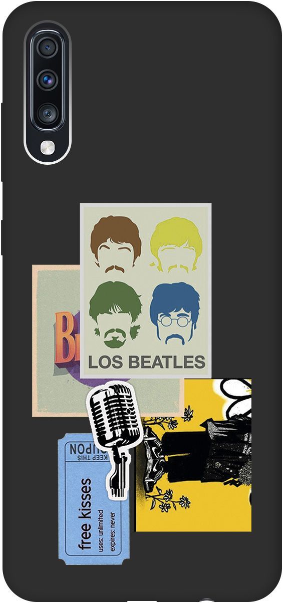 

Чехол на Samsung Galaxy A70/A70s "Beatles Stickers" черный, Черный;белый, 8422