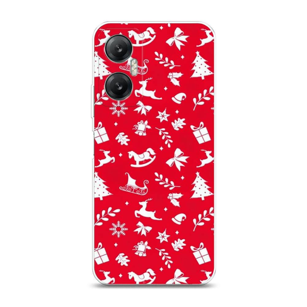 

Чехол на Infinix HOT 20 5G "Красный новогодний фон", Красный;белый, 3103250-5