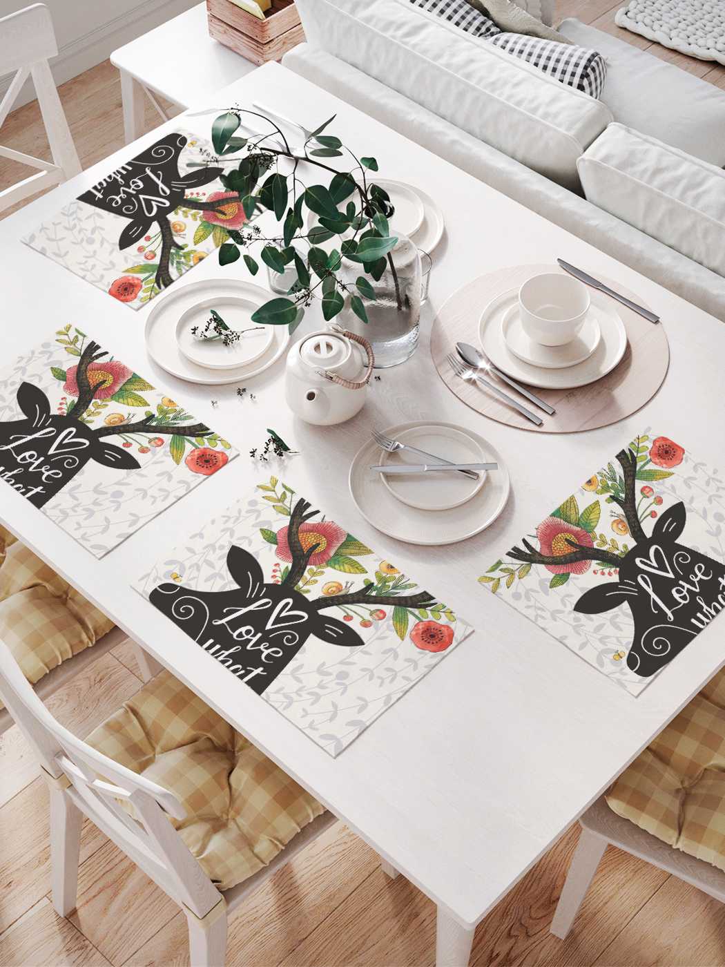 

Сервировочные селфетки JoyArty "Люблю что ты делаешь" (32х46 см, 4 шт.), Белый