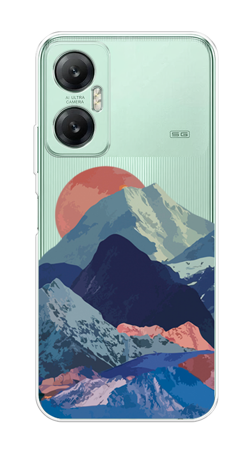 

Чехол на Infinix HOT 20 5G "Закат в снежных горах", Бордовый;серый;голубой, 3103250-2