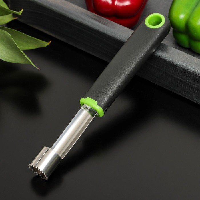 Доляна Нож для удаления сердцевины Доляна Lime, 20x2 см, цвет чёрно-зелёный