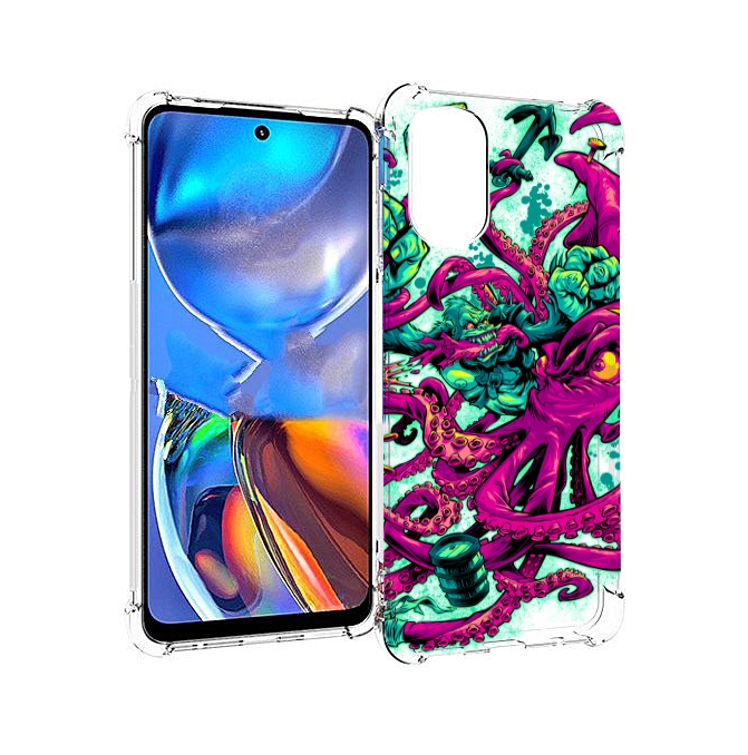 

Чехол MyPads фиолетовый кракен для Motorola Moto E32, Прозрачный, Tocco