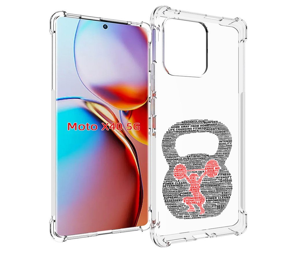 

Чехол MyPads бодибилдинг гиря из слов для Motorola Moto X40, Прозрачный, Tocco