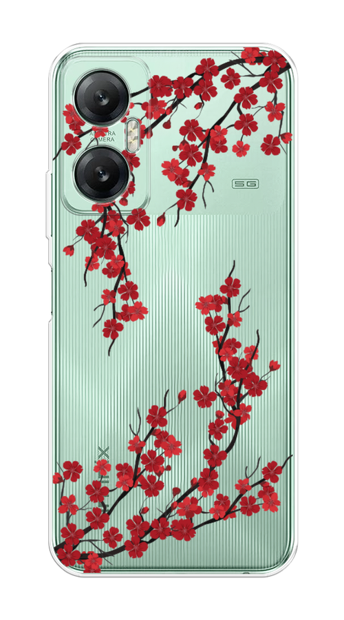 

Чехол на Infinix HOT 20 5G "Красная сакура", Красный;черный, 3103250-2