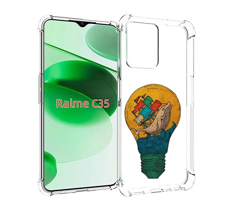 

Чехол MyPads кит в лампочке с парусами для Realme C35 / Narzo 50A Prime, Прозрачный, Tocco