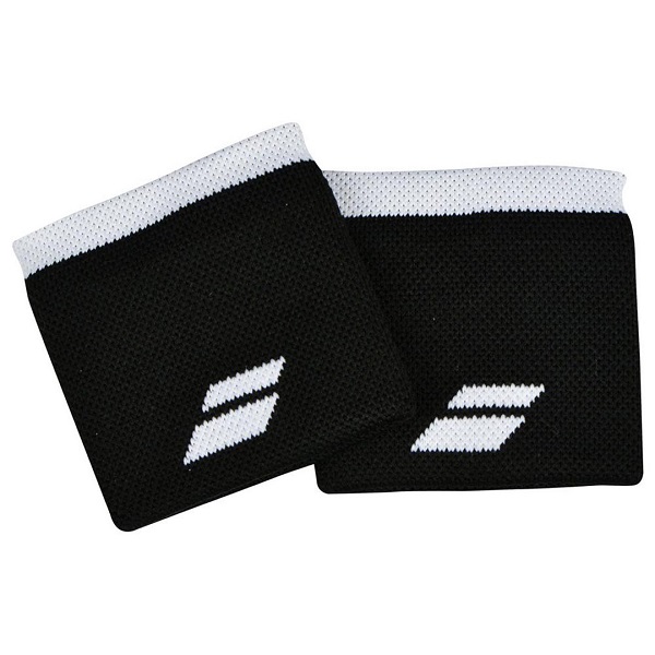 Комплект напульсников унисекс Babolat Wristband Logo x2 black/white белый,  черный