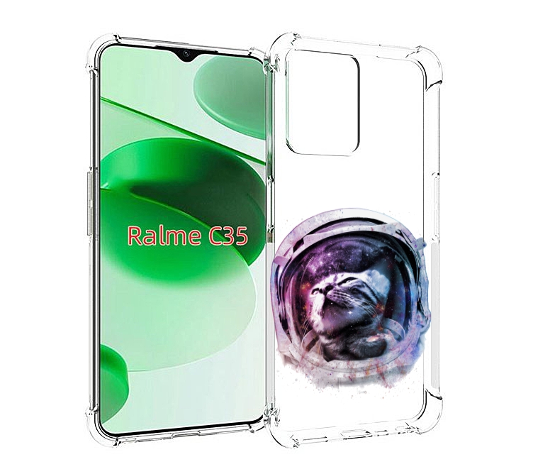 

Чехол MyPads кот в шлеме для Realme C35 / Narzo 50A Prime, Прозрачный, Tocco