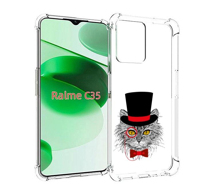 

Чехол MyPads кот в шляпе для Realme C35 / Narzo 50A Prime, Прозрачный, Tocco