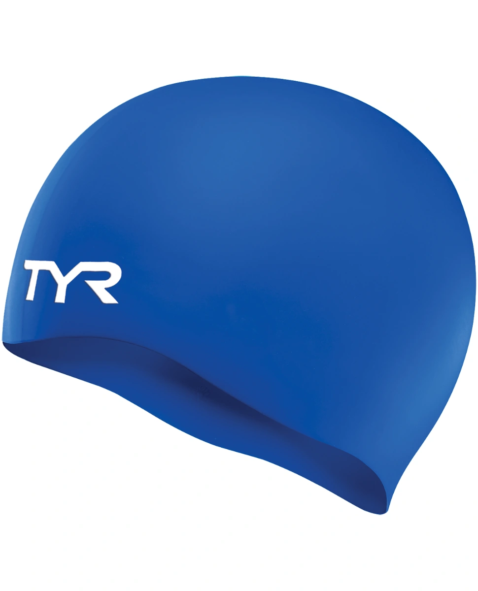 фото Шапочка для плавания "tyr wrinkle free junior silicone cap", lcsjr-428, синий, силикон