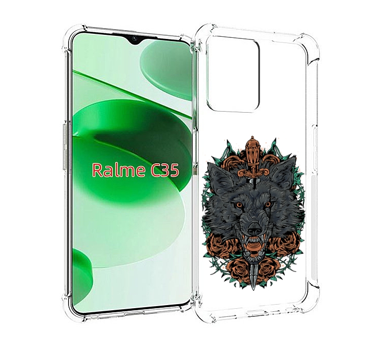 

Чехол MyPads красивый злой волк для Realme C35 / Narzo 50A Prime, Прозрачный, Tocco