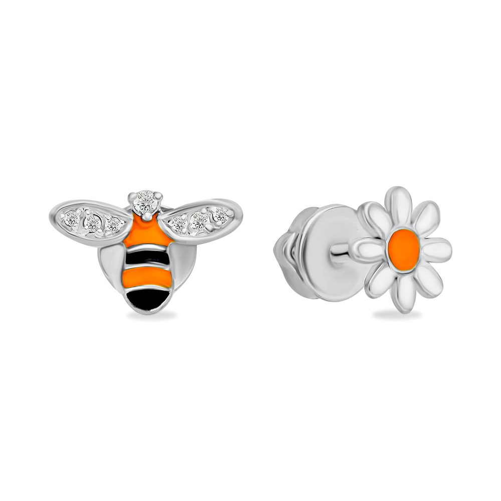 

Серьги пусеты из серебра 585Gold 902000910, фианит, 902000910