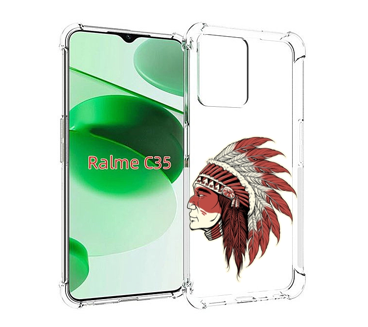 

Чехол MyPads красный индеец для Realme C35 / Narzo 50A Prime, Прозрачный, Tocco