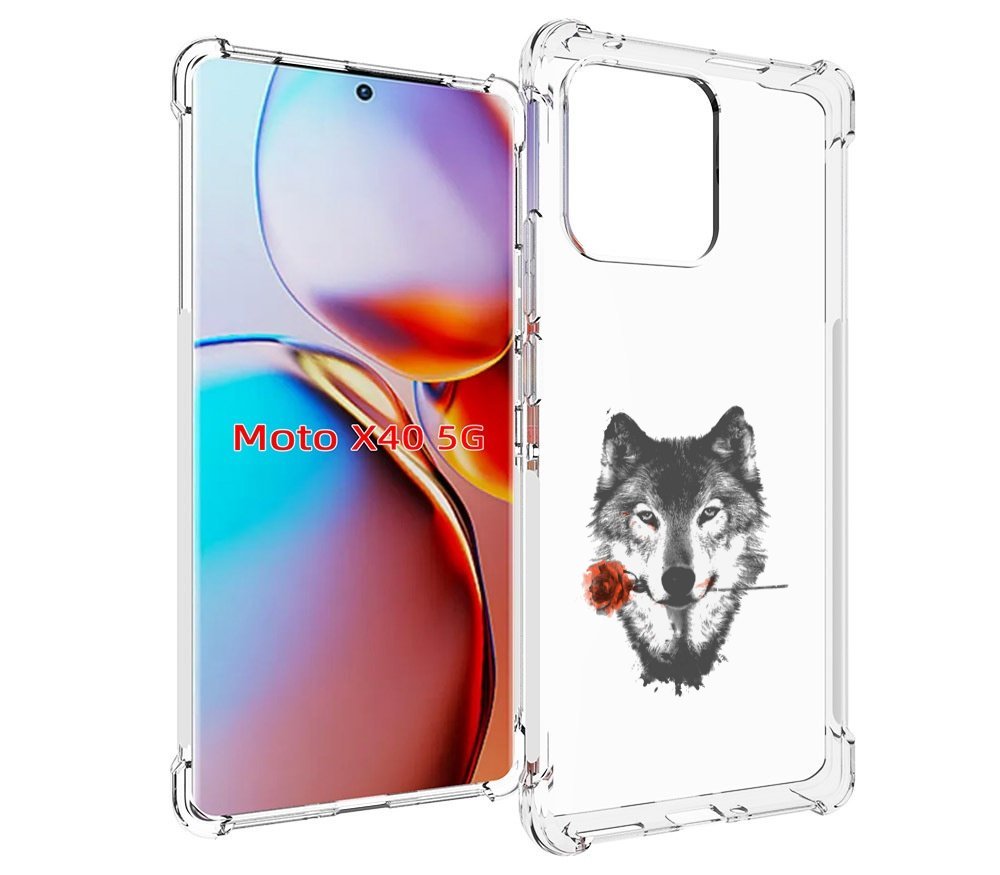 

Чехол MyPads волк с розой для Motorola Moto X40, Прозрачный, Tocco