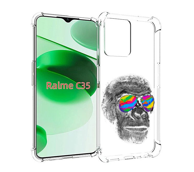 

Чехол MyPads крутая обезьяна в очках для Realme C35 / Narzo 50A Prime, Прозрачный, Tocco