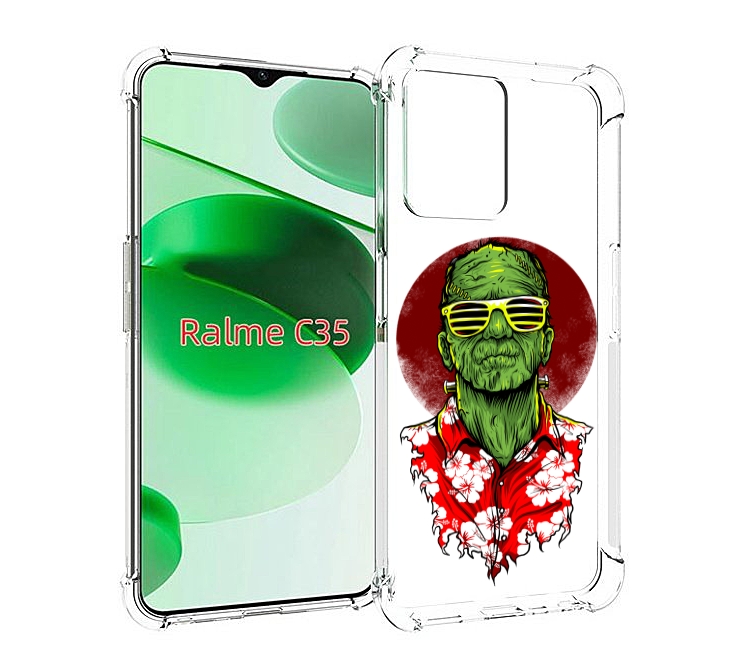 

Чехол MyPads крутой зеленый мужчина в очках для Realme C35 / Narzo 50A Prime, Прозрачный, Tocco