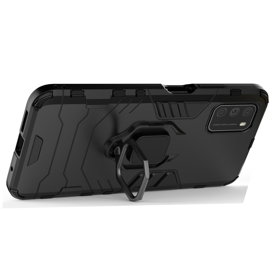 фото Противоударный чехол с кольцом panther case для xiaomi poco m3 (417092014) black panther