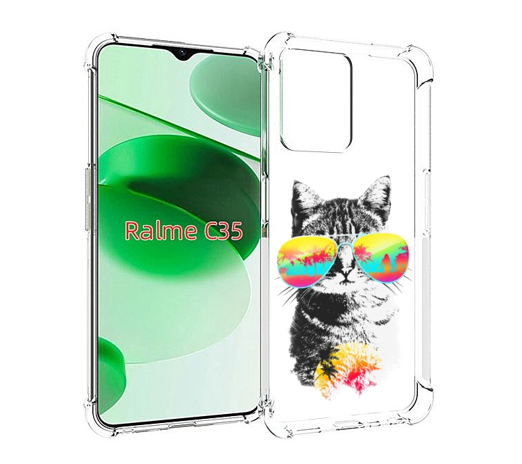 

Чехол MyPads крутой кот для Realme C35 / Narzo 50A Prime, Прозрачный, Tocco