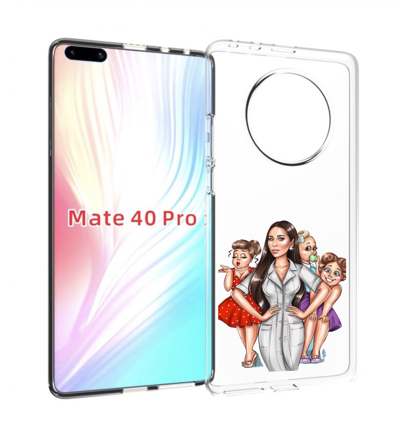 

Чехол MyPads Милые-дамы женский для Huawei Mate 40 Pro (NOH-NX9), Прозрачный, Tocco