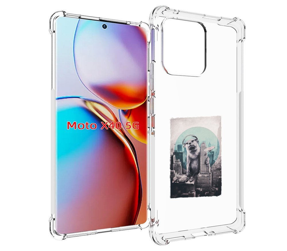

Чехол MyPads выдра в городе для Motorola Moto X40, Прозрачный, Tocco