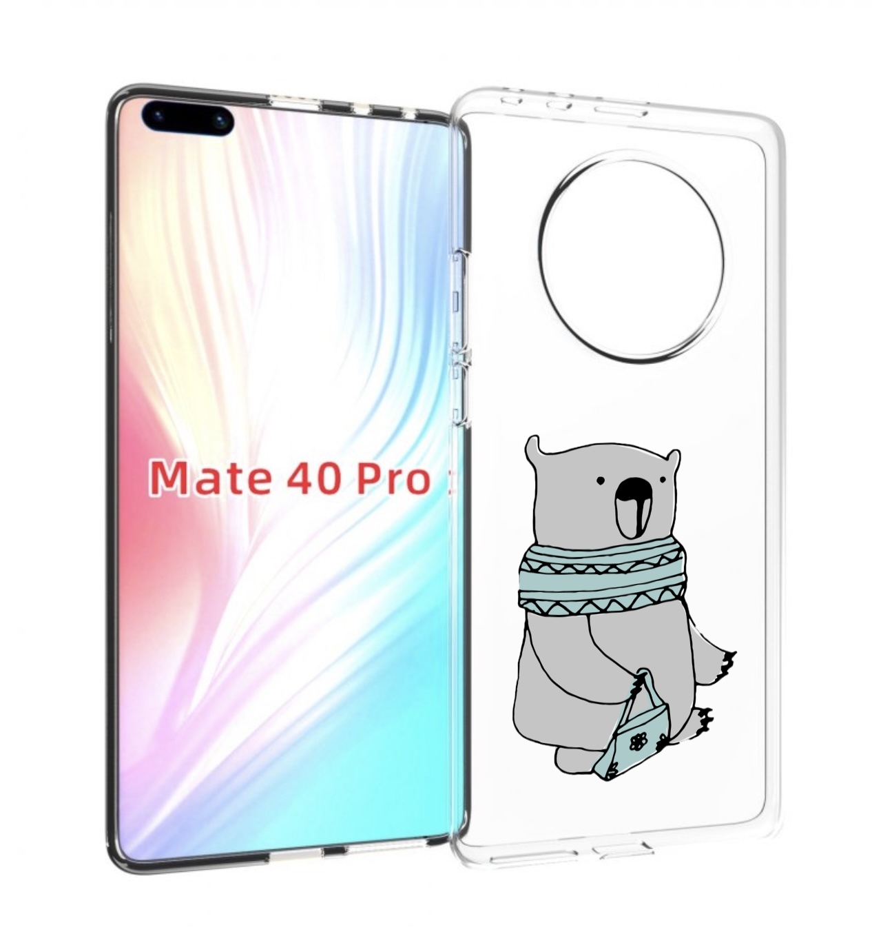 

Чехол MyPads Модный медведь для Huawei Mate 40 Pro (NOH-NX9), Прозрачный, Tocco